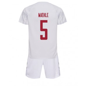 Dánsko Joakim Maehle #5 Dětské Venkovní dres komplet MS 2022 Krátký Rukáv (+ trenýrky)